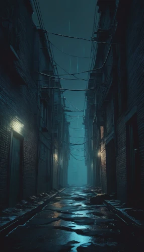 alleyway,alley,blind alley,old linden alley,narrow street,rescue alley,penumbra,street canyon,the street,ghost town,black city,road forgotten,night scene,slums,hollow way,street lights,atmosphere,dead end,lostplace,development concept,Conceptual Art,Sci-Fi,Sci-Fi 11