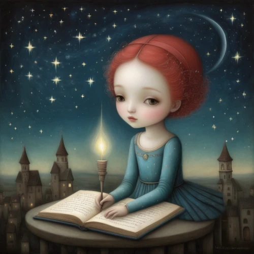 little girl reading,child with a book,fairy tale character,magic book,children's fairy tale,mystical portrait of a girl,fairytales,fairy tale,fantasy portrait,sci fiction illustration,child's diary,book illustration,fairy tales,girl studying,bookworm,writing-book,love letter,fairytale characters,starry sky,astronomer,Illustration,Abstract Fantasy,Abstract Fantasy 06