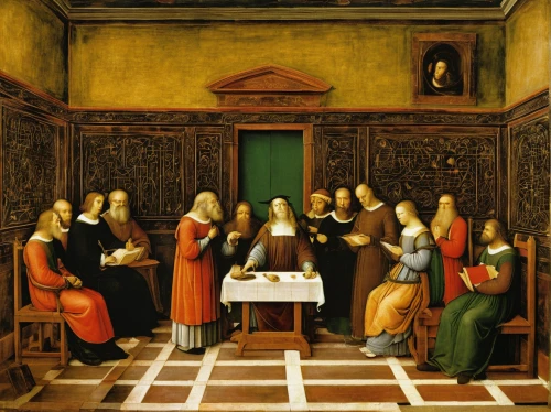 the dining board,round table,board room,card table,dining table,poker table,holy supper,the conference,dining room,leonardo devinci,bellini,renaissance,jury,long table,chess game,meticulous painting,cabinet,last supper,dinner party,contemporary witnesses,Art,Classical Oil Painting,Classical Oil Painting 03