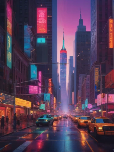 colorful city,cityscape,new york streets,evening city,manhattan,new york,city scape,city lights,citylights,newyork,world digital painting,city highway,the city,city,fantasy city,city life,time square,neon lights,dusk,big city,Conceptual Art,Sci-Fi,Sci-Fi 11