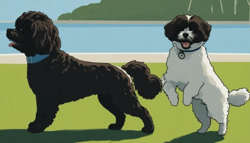standard poodle,portuguese water dog,dog illustration,flat-coated retriever,istrian coarse-haired hound,irish water spaniel,color dogs,dog drawing,pont-audemer spaniel,sealyham terrier,american water spaniel,black russian terrier,field spaniel,dog siblings,dog line art,styrian coarse-haired hound,doggies,blue picardy spaniel,three dogs,dog cartoon,Illustration,Vector,Vector 10