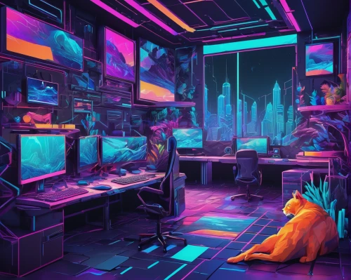 game room,cyberpunk,computer room,cyberspace,playing room,cyber,arcade games,arcade,virtual world,neon ghosts,kennel,ufo interior,virtual,neon,scifi,80s,gamer zone,arcades,aesthetic,arcade game,Conceptual Art,Daily,Daily 21