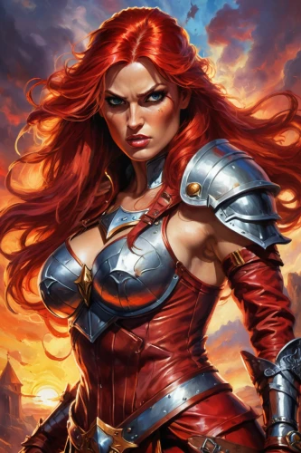 female warrior,heroic fantasy,massively multiplayer online role-playing game,fiery,fantasy woman,warrior woman,collectible card game,hard woman,red chief,firestar,strong woman,red-haired,strong women,fantasy art,catarina,rosa ' amber cover,fire background,fantasy warrior,swordswoman,fire siren,Conceptual Art,Fantasy,Fantasy 26