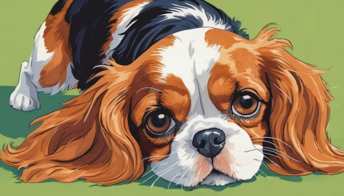 cavalier king charles spaniel,king charles spaniel,welsh springer spaniel,japanese chin,dog illustration,spaniel,kooikerhondje,dog drawing,cavalier,french spaniel,picardy spaniel,clumber spaniel,pet portrait,german spaniel,american cocker spaniel,cocker spaniel,english springer spaniel,shih tzu,pont-audemer spaniel,russian spaniel,Illustration,Realistic Fantasy,Realistic Fantasy 12