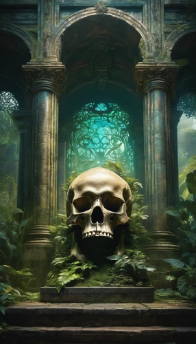 skull statue,skull with crown,mausoleum ruins,skull bones,skull sculpture,animal skull,human skull,skull,skull racing,hall of the fallen,skull illustration,skull allover,ruins,sepulchre,memento mori,skulls,skulls and,death's head,the ruins of the,ruin,Conceptual Art,Fantasy,Fantasy 05