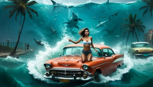 mermaid background,photo manipulation,girl with a dolphin,underwater background,photoshop manipulation,world digital painting,fantasy picture,girl washes the car,tour to the sirens,blue hawaii,surfers,tidal wave,photomanipulation,surf fishing,girl and car,cuba background,3d car wallpaper,ocean paradise,ocean background,fantasy art,Conceptual Art,Fantasy,Fantasy 06
