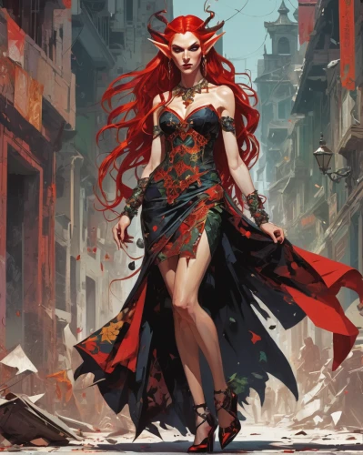 scarlet witch,fantasy woman,female warrior,lady in red,sorceress,red riding hood,red cape,the enchantress,darth talon,man in red dress,red super hero,artemisia,red chief,fantasy art,huntress,warrior woman,heroic fantasy,transistor,fae,goddess of justice,Conceptual Art,Oil color,Oil Color 07