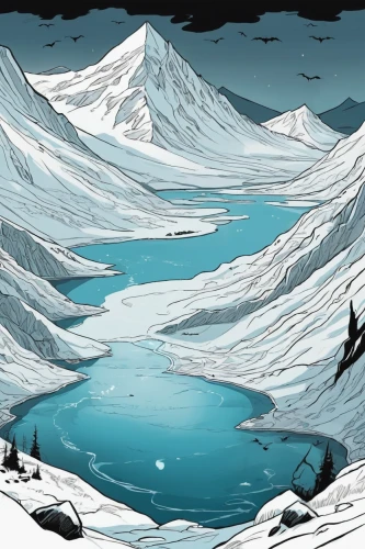 glacial lake,the glacier,ice landscape,glacial melt,glacier,glaciers,glacial landform,frozen lake,ice planet,winter lake,glacial,nordland,snowfield,gorner glacier,arctic,ice floe,ice floes,winter landscape,glacier water,moraine,Illustration,American Style,American Style 13