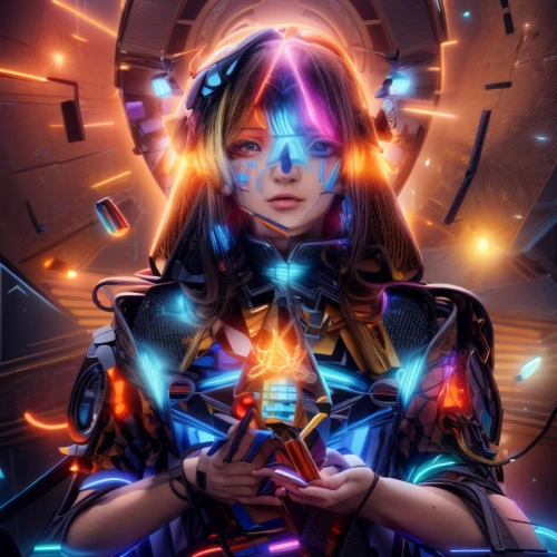 sci fiction illustration,prism,aura,astral traveler,cyberspace,cybernetics,cyber,connections,voltage,transcendence,transistor,quantum,computer art,illuminate,cg artwork,fortune teller,synthesis,girl at the computer,cyberpunk,electro