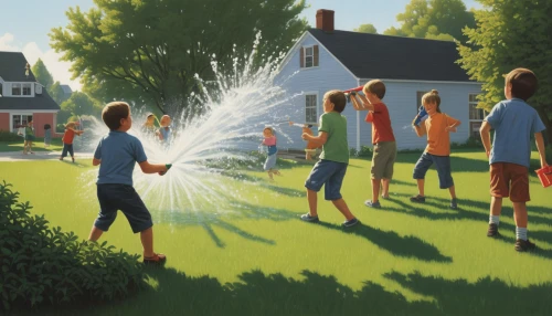 water hose,sprinkler system,water fight,garden hose,sprinkler,watering,water hydrant,hydrant,water balloons,tree watering,fire hydrants,water game,shrub watering,fire hydrant,above-ground hydrant,water games,fire fighting water supply,fire fighting water,fire hose,irrigation,Art,Artistic Painting,Artistic Painting 48