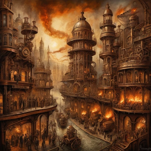 city in flames,destroyed city,the conflagration,conflagration,fantasy art,ancient city,fantasy city,constantinople,buddhist hell,post-apocalyptic landscape,apocalyptic,arcanum,panopticon,hall of the fallen,fantasy picture,end-of-admoria,city cities,tower of babel,heroic fantasy,burning man,Illustration,Realistic Fantasy,Realistic Fantasy 13