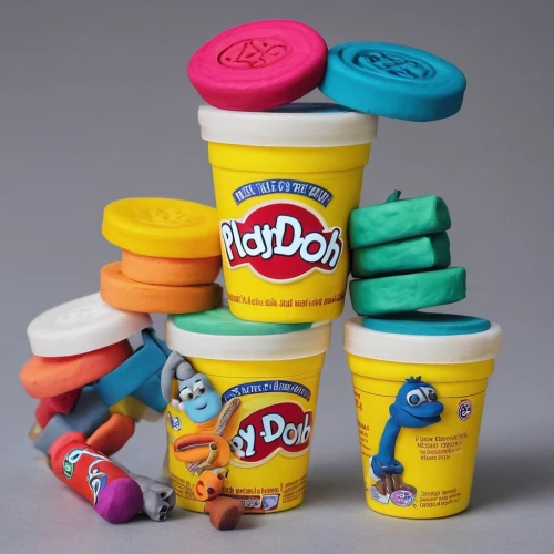 play-doh,play doh,play dough,disposable cups,clay packaging,stacked cups,plastic cups,food storage containers,bottle caps,yellow cups,cake decorating supply,product photography,soft ice cream cups,baby toys,paint cans,children toys,cudle toy,cups,colored icing,commercial packaging,Unique,3D,Clay