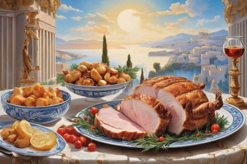 christ feast,thanksgiving background,pesach,christmas menu,sicilian cuisine,jewish cuisine,christmas food,turkish cuisine,holy supper,passover,holiday table,kosher food,holy communion,christmas dinner,french digital background,colomba di pasqua,placemat,gastronomy,holiday food,viennese cuisine,Art,Classical Oil Painting,Classical Oil Painting 02