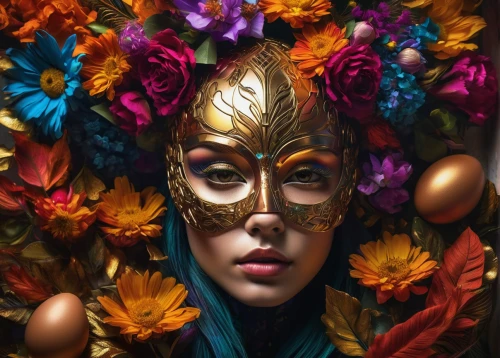 masquerade,golden wreath,girl in a wreath,fantasy portrait,wreath of flowers,venetian mask,golden crown,golden mask,floral wreath,golden flowers,digital painting,gold mask,elven flower,blooming wreath,kahila garland-lily,flower wreath,girl in flowers,gold flower,wreath,flora,Photography,Artistic Photography,Artistic Photography 08