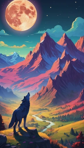 moon and star background,wolves,howling wolf,landscape background,constellation wolf,dusk background,unicorn background,valley of the moon,art background,fantasy landscape,would a background,mountain scene,background image,fantasy picture,desert background,mountain sunrise,moonrise,wolf,hd wallpaper,background screen,Conceptual Art,Fantasy,Fantasy 31