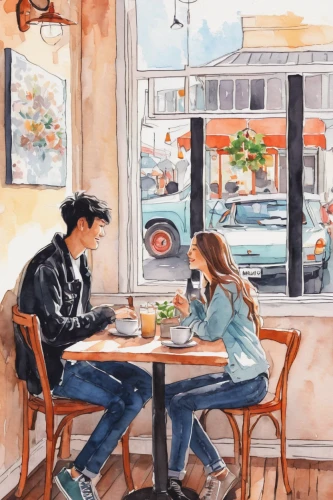watercolor cafe,coffee shop,the coffee shop,coffee watercolor,watercolor tea shop,woman at cafe,paris cafe,street cafe,date,women at cafe,parisian coffee,cafe,young couple,coffeehouse,coffee tea illustration,drinking coffee,watercolor painting,coffee break,coffee tea drawing,coffee and books,Illustration,Paper based,Paper Based 07
