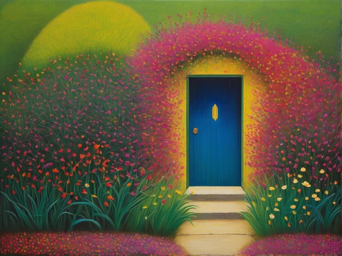 fairy door,garden door,the threshold of the house,blue door,keyhole,home door,doorway,open door,carol colman,yellow garden,the door,secret garden of venus,threshold,front door,door,key hole,in the door,carol m highsmith,cottage garden,wooden door,Art,Artistic Painting,Artistic Painting 26