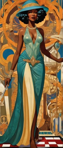 art deco woman,african american woman,african woman,cleopatra,zodiac sign libra,rosa ' amber cover,priestess,goddess of justice,libra,afroamerican,nile,virgo,black woman,venus,black women,transistor,aquarius,prosperity and abundance,ancient egyptian girl,woman of straw,Illustration,Realistic Fantasy,Realistic Fantasy 21