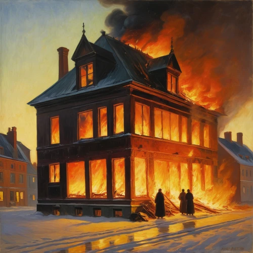 burning house,house fire,the conflagration,the house is on fire,fire disaster,sweden fire,burned down,city in flames,conflagration,crispy house,fire damage,fireplaces,fire-fighting,arson,burned mount,fire artist,kitchen fire,town house,fire ladder,fire in fireplace,Art,Classical Oil Painting,Classical Oil Painting 20