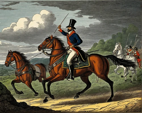 cavalry,napoleon i,man and horses,hunting scene,napoleon,napoleon bonaparte,cavalry trumpet,george washington,waterloo,cross-country equestrianism,rob roy,two-horses,english riding,horseman,general lee,horseback,hanover hound,fox hunting,phaeton,galloping,Art,Classical Oil Painting,Classical Oil Painting 39