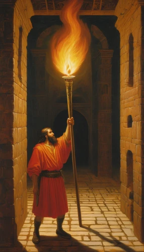 torch-bearer,flaming torch,burning torch,pillar of fire,fire eater,fire master,trumpet of jericho,fire-eater,genesis land in jerusalem,the white torch,torah,flame of fire,the conflagration,flickering flame,fire artist,jerusalem,the eternal flame,flame spirit,torch,church painting,Art,Classical Oil Painting,Classical Oil Painting 16