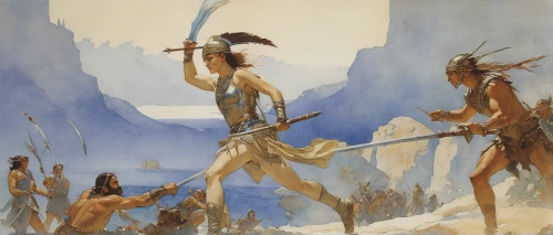the american indian,guards of the canyon,natives,amerindien,american indian,anasazi,chief cook,war bonnet,indigenous painting,buckskin,first nation,utonagan,hunting scene,indigenous culture,native,shamanism,native american,cherokee,red cloud,indigenous,Illustration,Paper based,Paper Based 23
