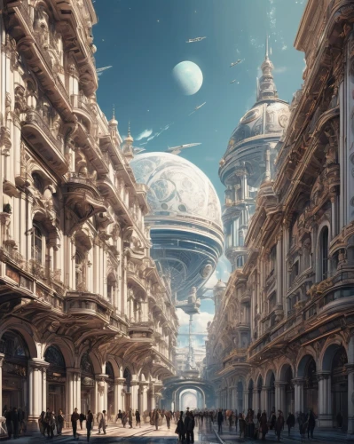 futuristic landscape,alien planet,ancient city,valerian,venezia,vittoriano,copernican world system,the ancient world,milan,sky space concept,neoclassical,milano,ancient roman architecture,virtual landscape,torino,space art,alien world,utopian,venetian,fantasy city,Conceptual Art,Fantasy,Fantasy 22