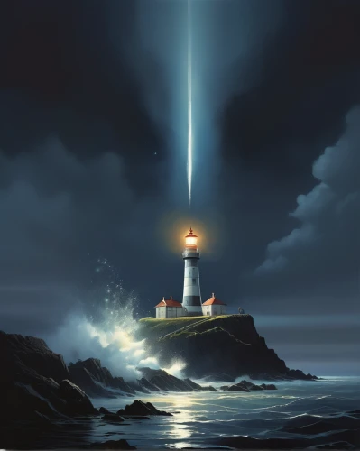 electric lighthouse,lighthouse,light house,petit minou lighthouse,point lighthouse torch,guiding light,red lighthouse,light station,world digital painting,searchlights,lightship,beacon,the pillar of light,light cone,northernlight,digital painting,beam of light,light of night,northen light,sea night,Conceptual Art,Sci-Fi,Sci-Fi 25
