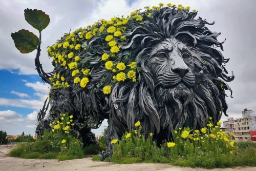 lion fountain,flower art,forest king lion,stone lion,lion head,flower animal,big flower,cão da serra de aires,griffon bruxellois,flowers of massive,lion,garden decoration,garden sculpture,yard art,nature art,two lion,lion - feline,african lion,dubai miracle garden,berlin germany,Conceptual Art,Graffiti Art,Graffiti Art 02