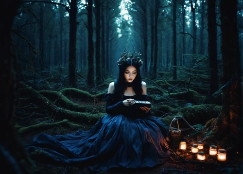 mystical portrait of a girl,enchanted forest,fairy tales,faerie,fairytales,fantasy picture,fairy tale,gothic portrait,gothic woman,a fairy tale,divination,fairy forest,the enchantress,faery,forest of dreams,blue enchantress,ballerina in the woods,forest dark,elven forest,children's fairy tale,Photography,Artistic Photography,Artistic Photography 12