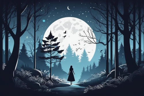 halloween illustration,black forest,moonlit night,halloween background,haunted forest,hanging moon,forest background,moonlit,winter forest,halloween wallpaper,lunar,halloween vector character,vector illustration,forest dark,the moon,full moon,fairy tale icons,full moon day,digital illustration,the woods,Illustration,Black and White,Black and White 04