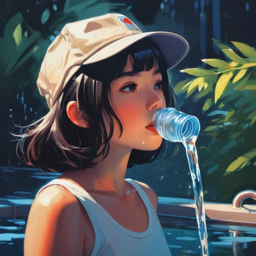 watering,digital painting,lily water,summer icons,girl wearing hat,detail shot,summer hat,water nymph,watering can,freshwater,spring water,water,streams,water wild,world digital painting,stream,girl with speech bubble,kids illustration,exploration,water drip,Conceptual Art,Fantasy,Fantasy 19