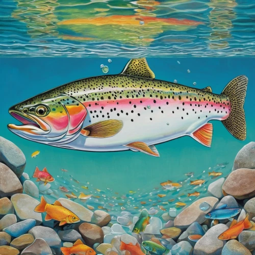 fjord trout,rainbow trout,cutthroat trout,coastal cutthroat trout,oncorhynchus,trout,arctic char,sockeye salmon,brown trout,trout breeding,wild salmon,freshwater fish,chub salmon,the river's fish and,northern pike,salmon-like fish,fish in water,coho,sole meunière,salmon,Illustration,Black and White,Black and White 25