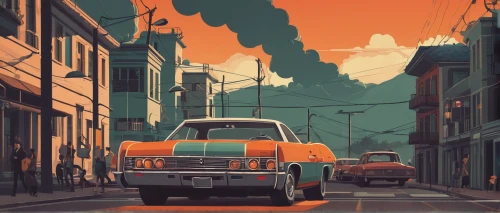 retro vehicle,retro car,retro automobile,pickup-truck,retro styled,retro background,street canyon,retro style,gulf,vintage vehicle,rust-orange,vintage wallpaper,aronde,vintage car,pick-up,ford truck,abstract retro,city car,orange sky,vintage cars,Illustration,Vector,Vector 05