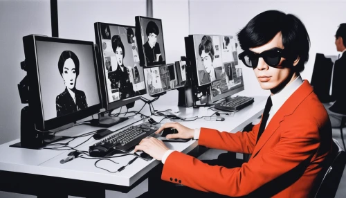 spy visual,man with a computer,spy,white-collar worker,spy camera,computer freak,personal computer,barebone computer,60s,samcheok times editor,virtual identity,computer business,girl at the computer,60's icon,videoconferencing,spy-glass,night administrator,lupin,digital identity,yukio,Art,Artistic Painting,Artistic Painting 22
