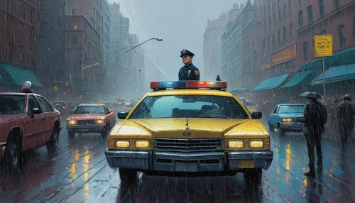 new york taxi,man with umbrella,cab driver,a pedestrian,yellow cab,pedestrian,taxi,taxi cab,taxi stand,yellow taxi,mary poppins,commute,walking in the rain,yellow car,commuter,cabs,manhattan,rainy,heavy rain,rainy day,Illustration,Realistic Fantasy,Realistic Fantasy 05