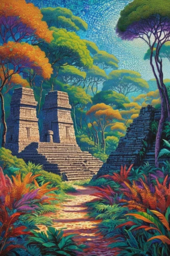 maya civilization,maya city,chichen itza,chichen-itza,step pyramid,pachamama,machu pichu,caatinga,yucatan,machu pi,pyramids,aztec,machu picchu,machu,machupicchu,purple landscape,incas,khokhloma painting,ancient city,inca,Conceptual Art,Daily,Daily 31