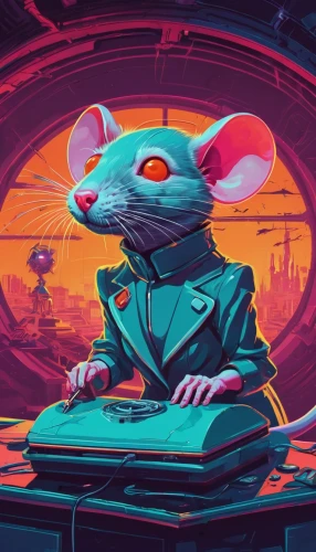 color rat,cyberpunk,year of the rat,lab mouse icon,rat,rat na,computer mouse,splinter,rodentia icons,sci fiction illustration,musical rodent,rataplan,cg artwork,mouse,game illustration,ratatouille,trip computer,conductor,terrapin,cyber,Conceptual Art,Sci-Fi,Sci-Fi 29