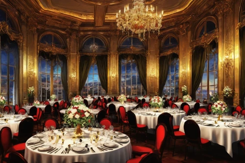fine dining restaurant,ballroom,exclusive banquet,grand hotel,restaurant bern,ornate room,wedding banquet,catering service bern,venice italy gritti palace,gleneagles hotel,hotel de cluny,dining room,crown palace,breakfast room,casa fuster hotel,napoleon iii style,paris cafe,emirates palace hotel,luxury hotel,viennese cuisine,Conceptual Art,Oil color,Oil Color 06