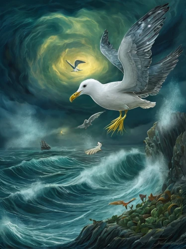 sea swallow,sea-gull,sea gull,kelp gull,birds of the sea,seabird,kelp gulls in love,silver seagull,flying sea gulls,fairy tern,sea bird,sea birds,sea gulls,constellation swan,albatross,seagull,gulls,seagulls flock,herring gulls,seabirds,Illustration,Realistic Fantasy,Realistic Fantasy 02