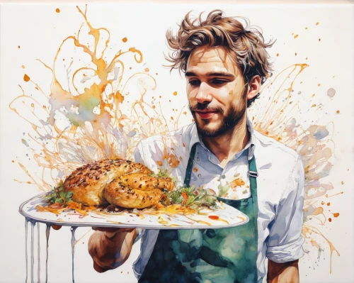 cooking book cover,men chef,baked alaska,italian painter,culinary art,gratinated,chef,cook,confectioner,domestic chicken,southern cooking,food and cooking,cookery,artichoke,gastronomy,cholent,sicilian cuisine,painting technique,caterer,pappa al pomodoro,Illustration,Paper based,Paper Based 13