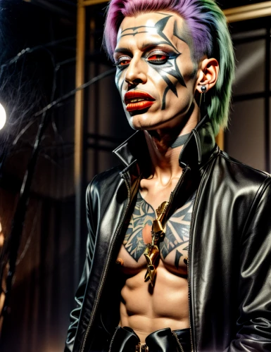 joker,punk design,harley,punk,circus,streampunk,rodeo clown,neon carnival brasil,marionette,clown,bodypainting,circus show,franky,ringmaster,tattoo expo,body painting,trickster,airbrushed,body art,retouch