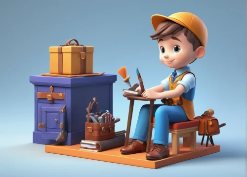 tradesman,chimney sweep,blue-collar worker,repairman,a carpenter,construction set toy,plumber,woodworker,construction toys,3d model,builder,gas welder,miner,tin stove,pinocchio,bricklayer,scrap collector,clay animation,cinema 4d,carpenter,Unique,3D,3D Character