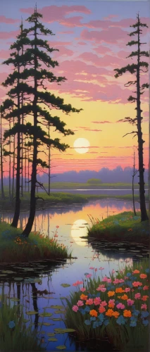 freshwater marsh,river landscape,tidal marsh,marsh,purple landscape,evening lake,wetlands,salt meadow landscape,spring lake,meadow in pastel,coastal landscape,wetland,backwater,spring morning,salt marsh,brook landscape,nature landscape,robert duncanson,alligator lake,small landscape,Art,Classical Oil Painting,Classical Oil Painting 14