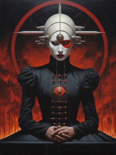 seven sorrows,equilibrium,priestess,overtone empire,priest,biomechanical,cybernetics,banishment,occult,dance of death,esoteric,meridians,duality,corrosion,scythe,humanoid,marionette,fall of the druise,clockwork,red lantern,Conceptual Art,Daily,Daily 22