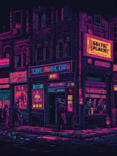 neon coffee,deli,neon ghosts,80s,80's design,pixel art,neon drinks,convenience store,retro diner,retro background,retro styled,cyberpunk,neon candies,neon sign,neon,night scene,neon arrows,diner,liquor store,nightlife,Unique,Pixel,Pixel 04