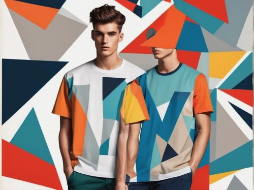 geometric style,geometric,teal and orange,boys fashion,mannequins,color blocks,print on t-shirt,geometric pattern,fashion vector,sportswear,polo shirts,abstract retro,two color combination,geometric solids,kaleidoscope website,fir tops,t-shirts,abstract design,men's wear,cool remeras,Art,Artistic Painting,Artistic Painting 45