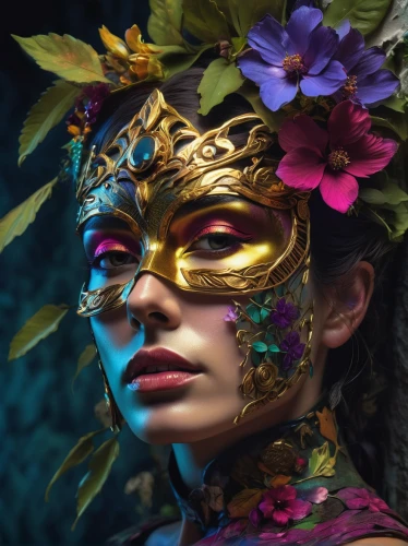 masquerade,venetian mask,gold mask,golden mask,laurel wreath,the carnival of venice,fantasy portrait,balinese,girl in a wreath,headdress,faerie,mystical portrait of a girl,faery,headpiece,brazil carnival,kahila garland-lily,the enchantress,golden wreath,pachamama,gold crown,Photography,Artistic Photography,Artistic Photography 08
