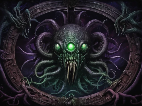 argus,kraken,calamari,cuthulu,medusa gorgon,octopus,tentacles,tentacle,gorgon,death god,undead warlock,hag,death's head,three eyed monster,malégon,octopus tentacles,cephalopod,octopus vector graphic,end-of-admoria,squid game card,Illustration,Realistic Fantasy,Realistic Fantasy 47