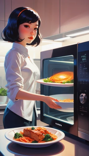 food and cooking,cooking book cover,cooktop,red cooking,girl in the kitchen,microwave oven,domestic,cooking,oven,cookery,making food,domestic life,cooking vegetables,star kitchen,saganaki,big kitchen,ratatouille,chef,sci fiction illustration,cooking show,Conceptual Art,Fantasy,Fantasy 19